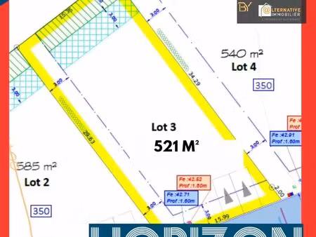 vente terrain 521 m2 à châteaubourg