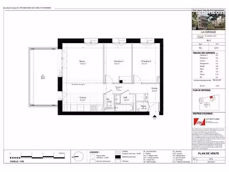 appartement 3 pièces 54 m²