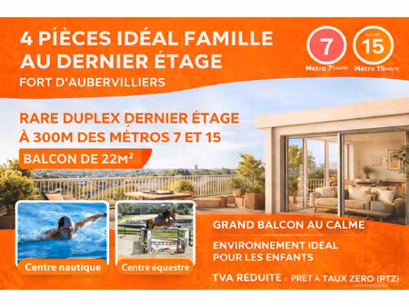 vente appartement 3 pièces 85 m² aubervilliers (93300)