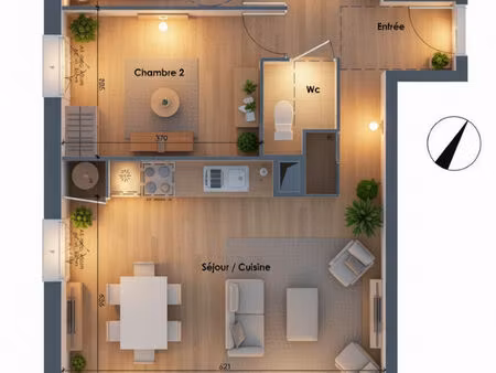 idéal 1ere acquisition  grand t3 de 69m² avec belle terrasse de 11m² plein sud  sans vis à