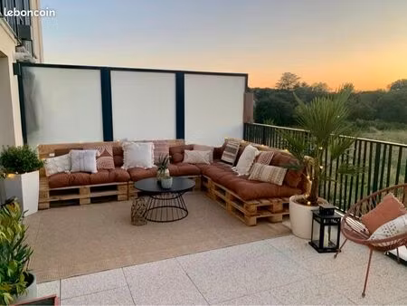 f3 meublé avec grande terrasse sans vis-à-vis – résidence récente (2022) – hanches