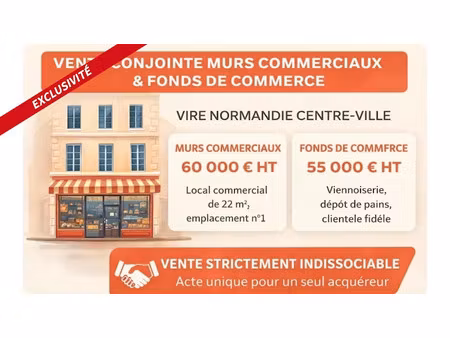 vente locaux professionnels 25 m² à vire normandie (14500)  55 000 €