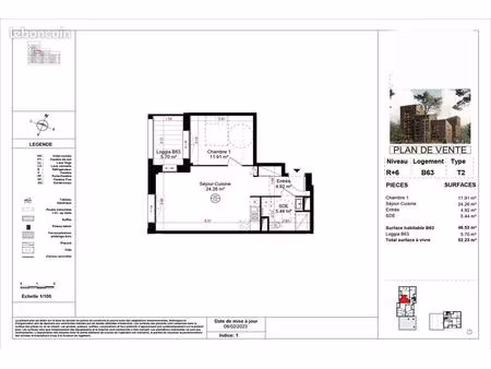 appartement 2 pièces 46 m²