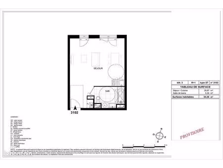 appartement 1 pièce 34 m²