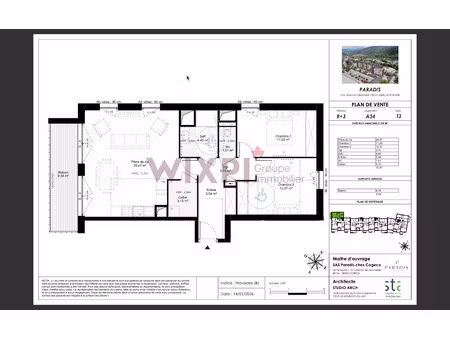vente appartement 3 pièces 70.97 m² à la plagne (73210)  369 000 €