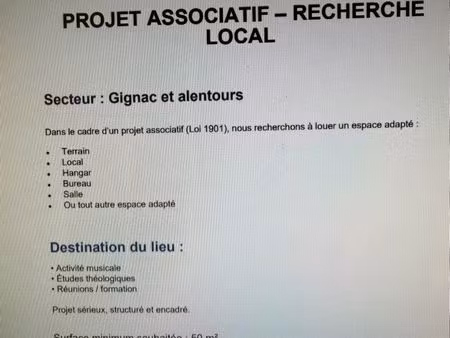 projet associatif recherche local