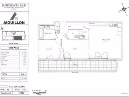location appartement 3 pièces à nantes (44000) : à louer 3 pièces / 63m² nantes