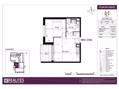 location appartement 2 pièces à nantes (44000) : à louer 2 pièces / 39m² nantes