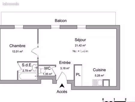 appartement 2 pièces 46 m²