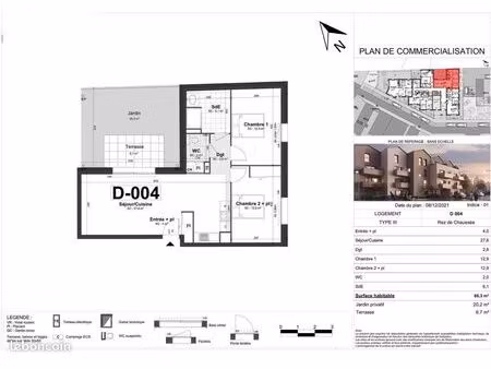 appartement 3 pièces 68 m²