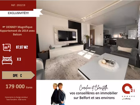 vente appartement 4 pièces 87.87 m² à denney (90160)  179 000 €