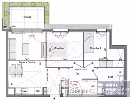 bel espace de 56m2 avec terrasse