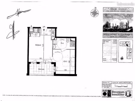 appartement 2 pièces 35 m²