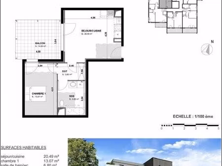 appartement 2 pièces 44 m²