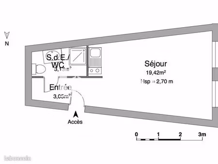 studio 1 pièce 25 m²