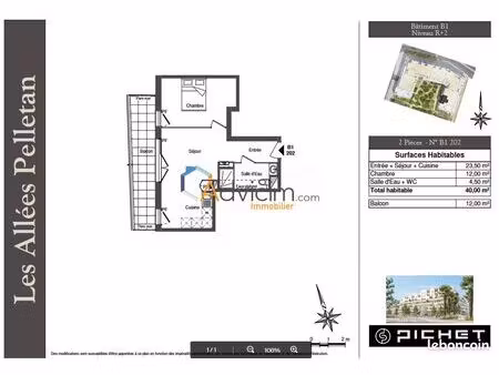 appartement 2 pièces 40 m²