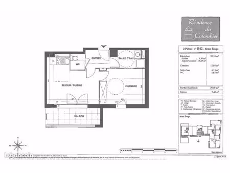 appartement 2 pièces 39 m²