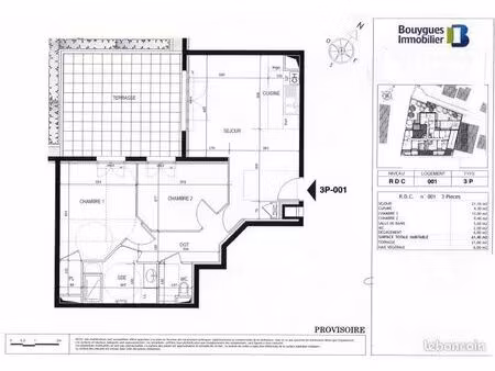 appartement 3 pieces 60m²