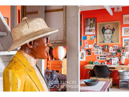 verneuil sur seine : maison en plain-pied avec jardin et ses deux ateliers