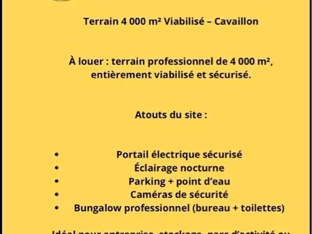 1. terrain viabilise 4 000 m2 à cavaillon - idéal entreprise