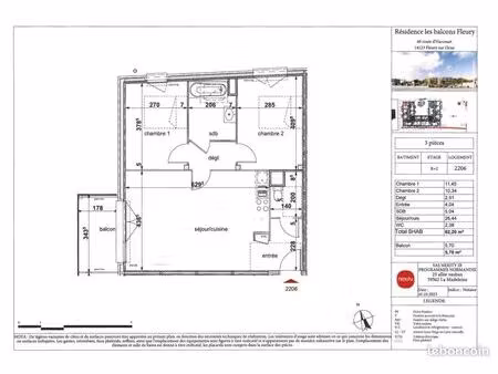 appartement 3 pièces 63 m²