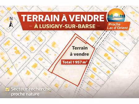 terrain à bâtir à lusigny sur barse de plus de 1957m2  une belle opportunité pour concréti