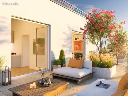 programme neuf t2 avec terrasse privative 10m2 + 2 places de stationnements privatifs dans