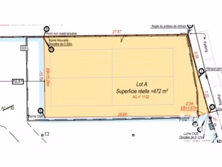vente terrain à bâtir 472 m²