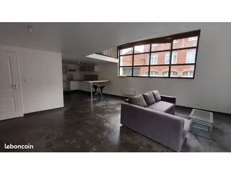 loft t2 style industriel – 90 m² – tourcoing (blanche porte / flocon)