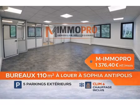 bureaux 110 m2 sophia antipolis 5 parkings clim incluse