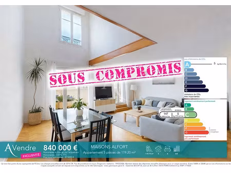 vente appartement 5 pièces 119.19 m² à maisons-alfort (94700)  810 000 €