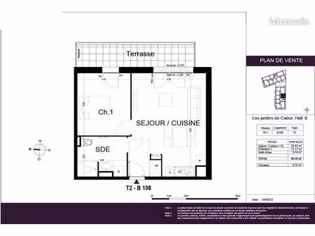 appartement 2 pièces 45 m²