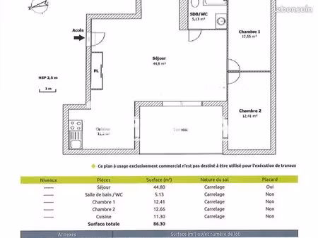 appartement 3 pièces 86 m²