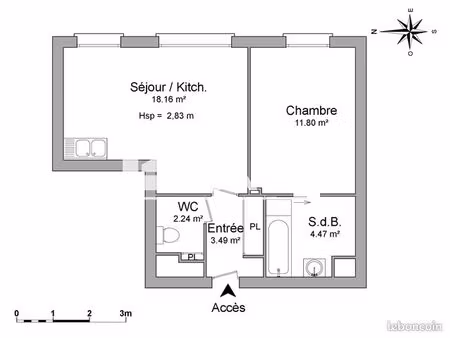 appartement 2 pièces 40 m²