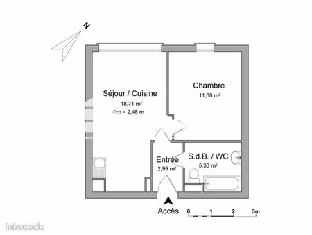 appartement 2 pièces 38 m²