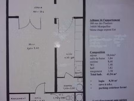 location appartement 1 pièce 42 m² à montpellier (34000)