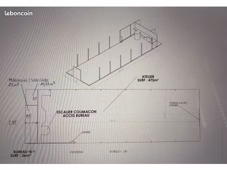 a louer local industriel de 546 m²