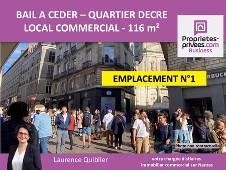 44000 nantes - bail a ceder  emplacement n°1 quartier decre - 116 m²