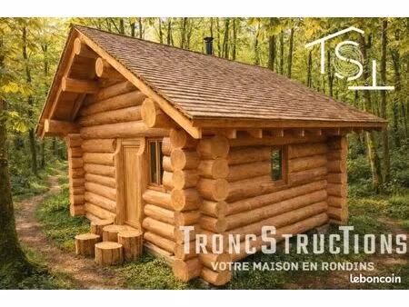 maison chalet gîte studio de jardin ou annexe fuste en rondins de bois brut