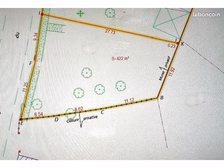 terrain 422 m² nozay