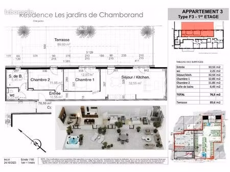 appartement 4 pièces 76 m²
