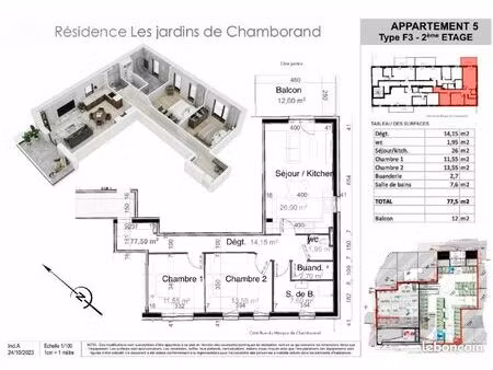 appartement 4 pièces 77 m²