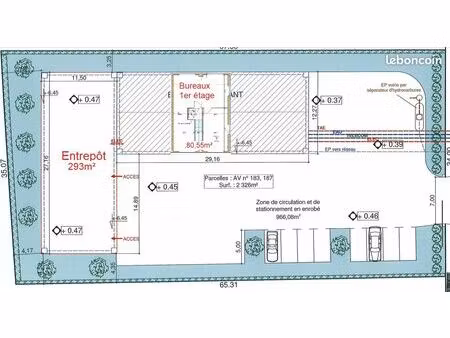 location entrepot + bureaux parc alata