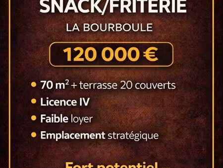 a saisir snack/friterie - clé en main- licence iv + terrasse