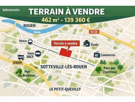 terrain 462 m² sotteville-lès-rouen