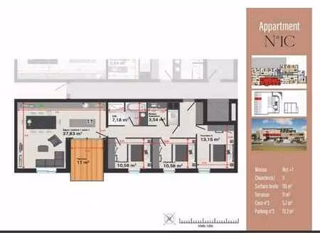 appartement 3ch au 1er étage