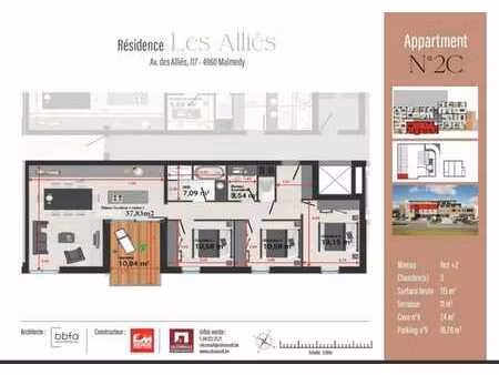 appartement 3ch au 2e étage.