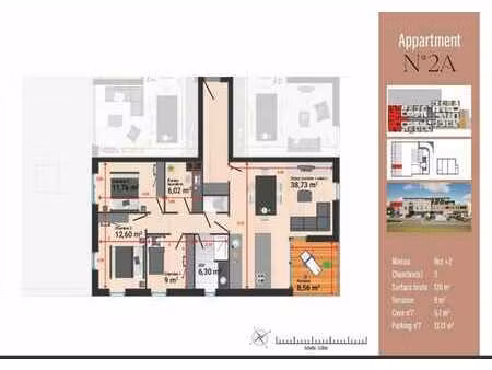 appartement 3ch au 2e étage.