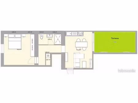 t2  meublé 44m2 avec terrasse