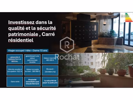 viager occupé - carré résidentiel - appartement- loggia -cav